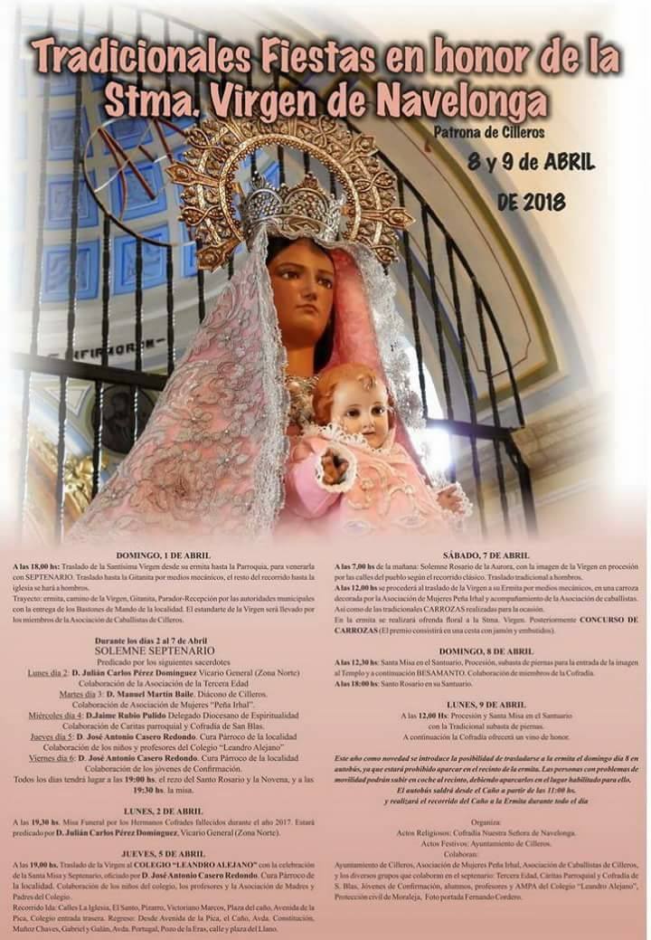 Tradicionales fiestas en honor de la Santísima Virgen de Navelonga 2018 Cilleros